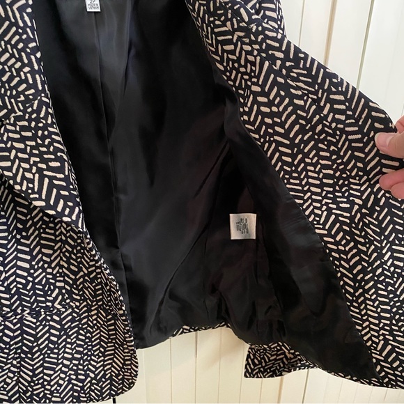 Kasper Suit Jacket Blazer Black with Beige Print Button Front Fitted Lined 2P - Picture 11 of 14